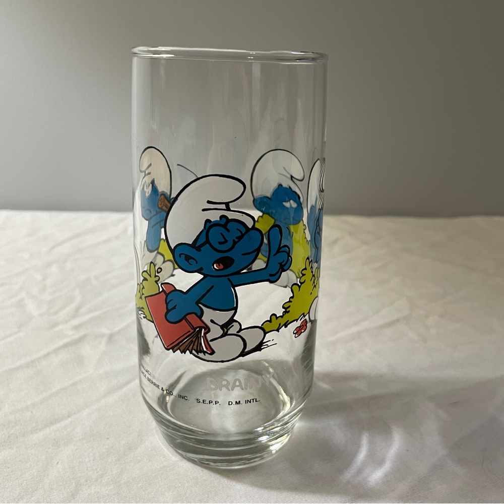 Vintage 1982 Hardee’s Peyo Brainy Smurf Glass